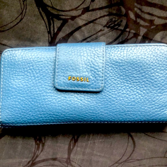 Fossil blue leather wallet - Picture 1 of 6